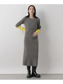 【SALE／50%OFF】タンクトップ&ソデシアーワンピース LOWRYS FARM ローリーズファーム ワンピース・ドレス ワンピース ネイビー ホワイト グレー【RBA_E】【送料無料】[Rakuten Fashion]