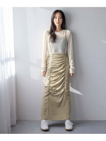 【SALE／50%OFF】サスツキシャーリングスカート LOWRYS FARM ローリーズファーム スカート ロング・マキシスカート ベージュ ブラック グレー【RBA_E】[Rakuten Fashion]