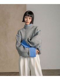 バイカラーハイネックニットプルオーバーLS LOWRYS FARM ローリーズファーム トップス ニット ブルー グリーン オレンジ【送料無料】[Rakuten Fashion]