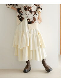 ティアードイレヘムスカート LOWRYS FARM ローリーズファーム スカート ロング・マキシスカート グレー グリーン ホワイト ブラウン ブラック【送料無料】[Rakuten Fashion]