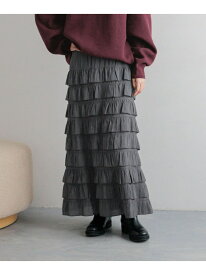 フリルスカート LOWRYS FARM ローリーズファーム スカート ロング・マキシスカート ホワイト ブルー グレー ブラック【先行予約】*【送料無料】[Rakuten Fashion]