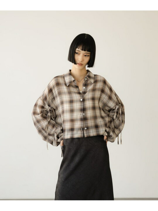 SALE 55 OFF シアーチェックシャツショート LOWRYS FARM ローリーズファーム トップス シャツ・ブラウス ブラウン ベージュ ブルー RBA E Rakuten Fashion LOWRYS FARM ローリーズファーム