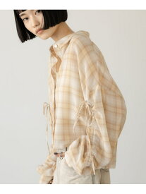 【SALE／20%OFF】シアーチェックシャツショート LOWRYS FARM ローリーズファーム トップス シャツ・ブラウス ブラウン ベージュ ブルー【RBA_E】【送料無料】[Rakuten Fashion]