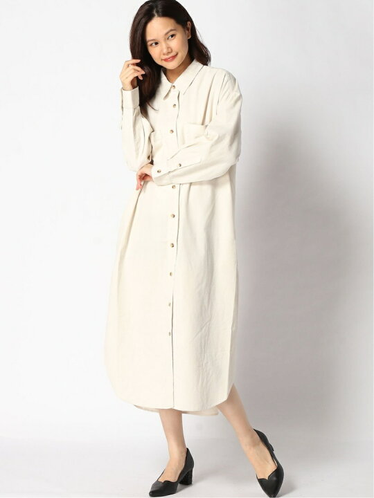 楽天市場 Sale 18 Off コーデュロイシャツワンピ Lowrys Farm ローリーズファーム ワンピース シャツワンピース ホワイト カーキ ベージュ Rba E 送料無料 Rakuten Fashion Lowrys Farm ローリーズファーム