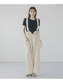 【SALE／50%OFF】ウエストフリルリボンサロペ LOWRYS FARM ローリーズファーム オールインワン・オーバーオール オーバーオール・サロペット グレー ブラック ホワイト【RBA_E】[Rakuten Fashion]