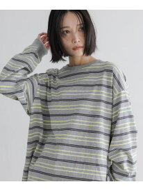 【LFM(U)】CREW NECK ボーダーT/LS【UNISEX】 LOWRYS FARM ローリーズファーム トップス カットソー・Tシャツ ブルー グリーン ブラウン グレー ネイビー【先行予約】*【送料無料】[Rakuten Fashion]