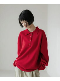 【SALE／40%OFF】BIGポロニットLS LOWRYS FARM ローリーズファーム トップス ニット ブラック ホワイト レッド【RBA_E】[Rakuten Fashion]