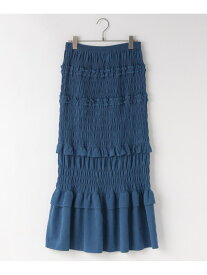 【SALE／50%OFF】フリルシャーリングスカート LOWRYS FARM ローリーズファーム スカート ロング・マキシスカート ブラック ブルー ホワイト【RBA_E】[Rakuten Fashion]