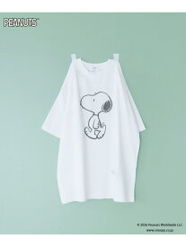 【SALE／50%OFF】【SNOOPY】クラッシュTシャツ LOWRYS FARM ローリーズファーム トップス カットソー・Tシャツ ブルー グレー ホワイト【RBA_E】[Rakuten Fashion]