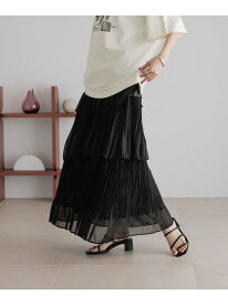 【SALE／40%OFF】アシメティアードプリーツスカート LOWRYS FARM ローリーズファーム スカート ロング・マキシスカート ブラック ホワイト ブラウン【RBA_E】【送料無料】[Rakuten Fashion]