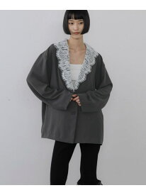 2WAYレースエリジャケット LOWRYS FARM ローリーズファーム ジャケット・アウター テーラードジャケット・ブレザー ブラウン グレー ブラック【送料無料】[Rakuten Fashion]