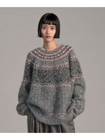 ノルディックニットプルオーバーLS LOWRYS FARM ローリーズファーム トップス ニット ブラウン ホワイト グレー【送料無料】[Rakuten Fashion]