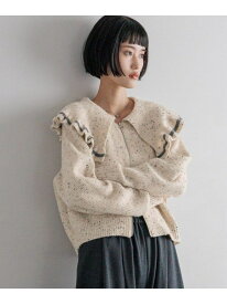 フリルZIPカーディガン LOWRYS FARM ローリーズファーム トップス ニット グレー ブラウン ベージュ【先行予約】*【送料無料】[Rakuten Fashion]