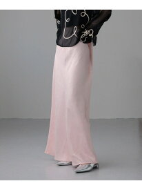 ストレッチサテンスカート LOWRYS FARM ローリーズファーム スカート ロング・マキシスカート ブラウン ホワイト ブラック ブルー グレー ピンク グリーン【先行予約】*【送料無料】[Rakuten Fashion]