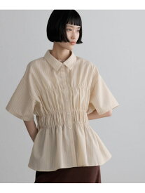 ストライプシャーリングSS LOWRYS FARM ローリーズファーム トップス シャツ・ブラウス ベージュ グリーン ブルー【送料無料】[Rakuten Fashion]