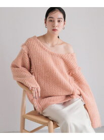 【SALE／40%OFF】2WAYフリンジメランジLS LOWRYS FARM ローリーズファーム トップス ニット ブラウン ブルー グレー ホワイト グリーン ピンク オレンジ【RBA_E】[Rakuten Fashion]