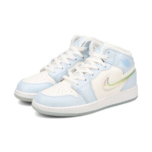 NIKE AIR JORDAN 1 MID SE GS yGLITTER SWOOSHz iCL GA W[_ 1 ~bh SE GS CO {f fB[X Xj[J[ ~bhJbg BLUE TINT/SUMMIT WHITE/WHITE/ICE BLUE u[ FQ9117-400