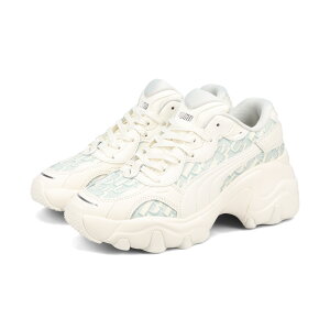 yvCX_Ez PUMA PULSAR WEDGE WMNS MONOGRAM v[} pT[ EFbW EBY mO fB[X Xj[J[ [Jbg WARM WHITE/GLACIAL GREY/SILVER zCg 402240-02