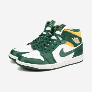 NIKE AIR JORDAN 1 MID ySEATTLE SUPERSONICSz iCL GA W[_ 1 ~bh NOBLE GREEN/POLLEN/WHITE 554724-371