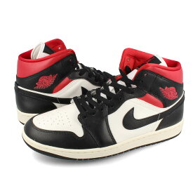 [要エントリーで最大P15倍 4/24(水)20:00～4/27(土)9:59] NIKE WMNS AIR JORDAN 1 MID ナイキ ウィメンズ エア ジョーダン 1 ミッド メンズ スニーカー ミドルカット BLACK/GYM RED/WHITE ブラック レッド セイル BQ6472-061