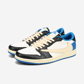 NIKE AIR JORDAN 1 LOW OG SP 【TRAVIS SCOTT × FRAGMENT】 ナイキ エア ジョーダン 1 ロー OG SP トラヴィス・スコット×フラグメント メンズ ローカット SAIL/MILITARY BLUE/BLACK/MUSLINE ベージュ dm7866-140