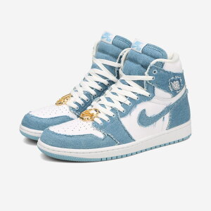 NIKE WMNS AIR JORDAN 1 RETRO HIGH OG yDENIMz iCL EBY GA W[_ 1 g nC OG WHITE/WORN BLUE/METALLIC GOLD dm9036-104