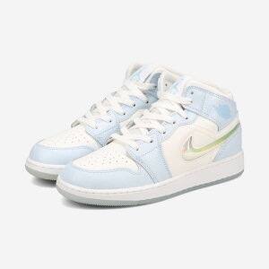 NIKE AIR JORDAN 1 MID SE GS yGLITTER SWOOSHz iCL GA W[_ 1 ~bh SE GS CO {f fB[X Xj[J[ ~bhJbg BLUE TINT/SUMMIT WHITE/WHITE/ICE BLUE u[ FQ9117-400