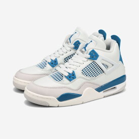 NIKE AIR JORDAN 4 RETRO GS 【MILITARY BLUE】 ナイキ エア ジョーダン 4 レトロ GS 【ミリタリーブルー】 レディース スニーカー ミッドカット OFF WHITE/MILITARY BLUE/NEUTRAL GREY ホワイト HF4281-141