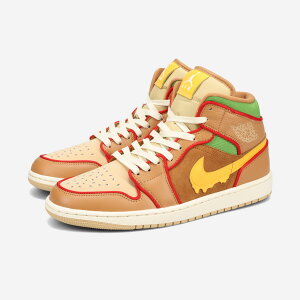 NIKE AIR JORDAN 1 MID SE -CHEESEBURGER- iCL GA W[_ 1 ~bh SE -`[Yo[K[- CO f Y Xj[J[ ~bhJbg FLAX/SESAME/COCONUT MILK/UNIVERSITY GOLD uE IB7403-