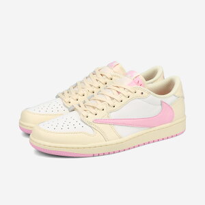NIKE AIR JORDAN 1 LOW OG SP × TRAVIS SCOTT �i�C�L �G�A �W���[�_�� 1 ���[ OG SP × �g�����B�X�E�X�R�b�g �����Y �X�j�[�J�[ ���[�J�b�g MUSLIN/SHY PINK/SAIL/UNIVERSITY RED �x�[�W�� IQ7604-100