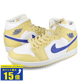 [要エントリーで最大P15倍 4/24(水)20:00～4/27(土)9:59] NIKE WMNS AIR JORDAN 1 MID ナイキ ウィメンズ エア ジョーダン 1 ミッド メンズ ミドルカット LEMON WASH/WHITE/LAPIS レモンウォッシュ bq6472-701