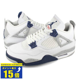 [要エントリーで最大P15倍 4/24(水)20:00～4/27(土)9:59] NIKE AIR JORDAN 4 RETRO ナイキ エア ジョーダン 4 レトロ メンズ スニーカー ローカット WHITE/MIDNIGHT NAVY/LIGHT SMOKE GREY/FIRE RED ホワイト ネイビー DH6927-140