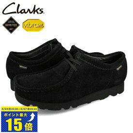 [要エントリーで最大P15倍 4/24(水)20:00～4/27(土)9:59] CLARKS WALLABEE GTX クラークス ワラビー ゴアテックス メンズ モカシン デッキシューズ BLACK SUEDE ブラック 26149449