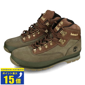 [要エントリーで最大P15倍 4/24(水)20:00～4/27(土)9:59] TIMBERLAND EURO HIKER LEATHER ティンバーランド ユーロ ハイカー レザー メンズ ブーツ DARK GREEN NUBUCK グリーン a5zhh