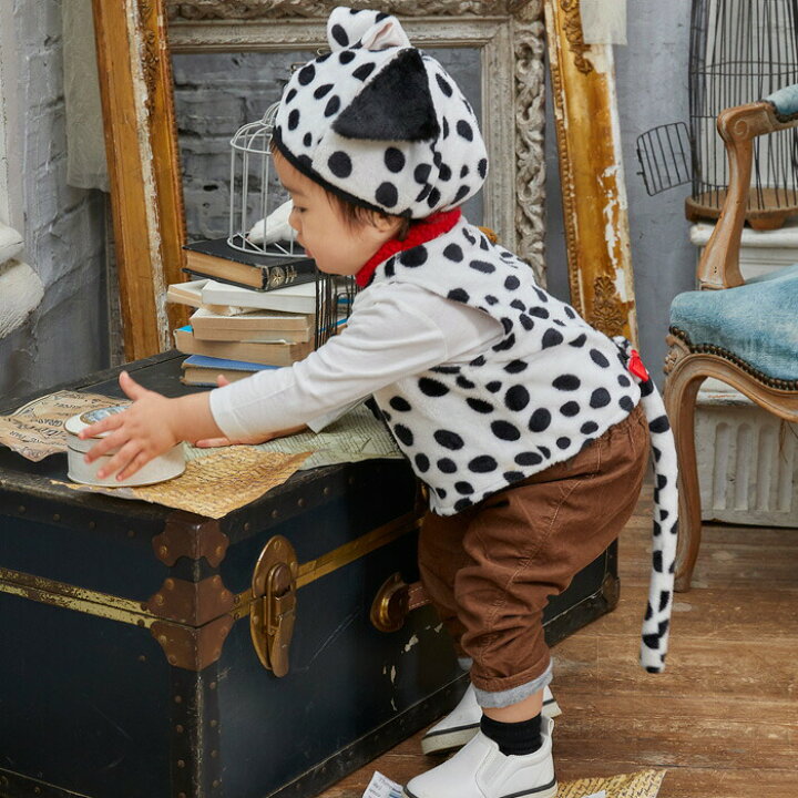 ダルメシアン ロンパース ベビー ハロウィン キッズ モノトーン 犬 白