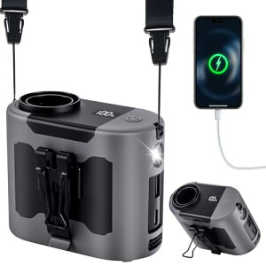 【2025昇級版1台6役】 携帯扇風機 10000mAh大容量 ベルトファン 首掛け/腰掛け/卓上置き/手持ち 超強風 1台多役 5段階風量調節 静音軽量 腰掛けファン Type-C充電 10~40時間動作 小型 SOSライトと懐中