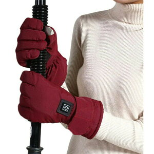充電式 バッテリー加熱手袋 ヒーターグローブ 電気手袋 3段温度可調整 防風 防寒 防水 スポーツ 登山 アウトドア 自転車 バイク 寒対策 女性に向けレッド