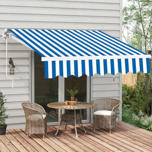 オーニングテント 日除けシェード 幅 2m-4m 巻き取り式 サンシェード 格納式 手動 折りたたみ 伸縮 雨よけ 撥水加工 紫外線 UV カット クールサマーオーニング 角度調節が可能 簡単設置