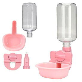 KeepRise ペット用水飲み食器 自動給水 ケージ設置 外/内付け 高さ調節 水漏れ防止 留守 (ピンク)