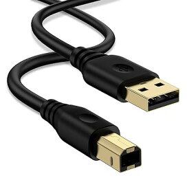 プリンターケーブル abタイプ USBケーブル abタイプ プリンター配線 Aオス-Bオス 金メッキコネクタ USB2.0ケーブル ブラザー Fax 複合機 スキャナーに対応 (1.83m,ブラック)