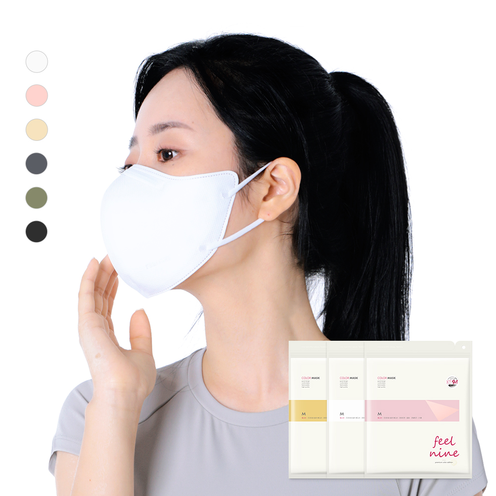 1袋(25枚入り)血色マスク カラーマスク フィールナイン 立体 マスク 韓国製 マスク 不織布 マスク ゴミ無し1パック 2種 サイズ  KF94 薄いマスク くちばし型３Dマスク