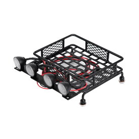 RC ルーフ ラック 荷物 小型 ルーフ ラック 荷物キャリア LED ライト付き ラウンド 1/10 RC カー用 (4 ホワイト)