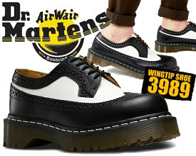 お得な割引クーポン発行中!!【送料無料 ドクターマーチン Bex 3989 ブローグ】Dr.Martens 3989 BROGUE SHOE BEX 34 F black white 10458001 ブラック ホワイト ツートンカラー ウィングチップ ブローキング 厚底 カジュアル 5 Eye 靴 レザー