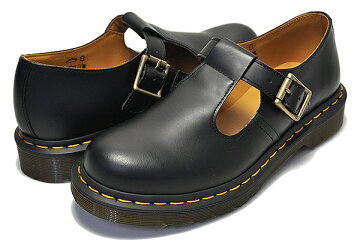 【送料無料ドクターマーチンレディース】Dr.MartensPOLLEYSMOOTHBLACK【ポーリーレディースカジュアルシューズTバーストラップシューズTストラップレザーブラック】