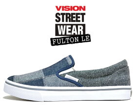 お得な割引クーポン発行中!!【あす楽 対応!!】【ヴィジョン フルトン LE】VISION FULTON LE BLACK DENIM vsw-8353-516 スリッポン スニーカー スケート ビジョン ストリート ウェア ブラックデニム パッチワーク