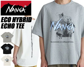 [最短即日発送!! & お得なクーポン!!] 【ナンガ エコハイブリッド エコーティー】NANGA ECO HYBRID echo TEE nw2411-1g810-c ビックシルエット ユニセックス スカイブルーナンガロゴ ラグランスリーブ