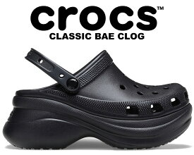 お得な割引クーポン発行中!!【送料無料 クロックス クラシック ベイ クロッグ】crocs CLASSIC BAE CLOG BLACK 206302-001 ブラック 厚底