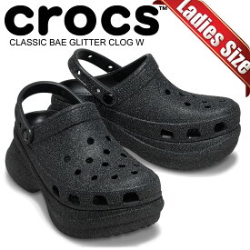 [最短即日発送!! & お得なクーポン!!] 【クロックス クラシック ベイ グリッター クロッグ ウィメンズ ブラック】crocs CLASSIC BAE GLITTER CLOG W BLACK