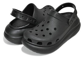 お得な割引クーポン発行中!!【あす楽 対応!!】【クロックス クラシック クラッシュ クロッグ】crocs CLASSIC CRUSH CLOG BLACK/NOIR 207521-001 厚底 プラットフォーム サンダル ミュール ブラック