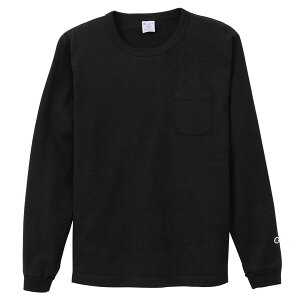 [ 15���܂ł̒����ōŒZ��������!! ] �y�`�����s�I�� �e�B�[�e���C���u�� �����O�X���[�u �|�P�b�g T�V���c�zChampion LONG SLEEVE POCKET T-SHIRT MADE IN USA BLACK c5-p401-090 �w�r�[�E�F�C�g T1011 �u���b�N ��